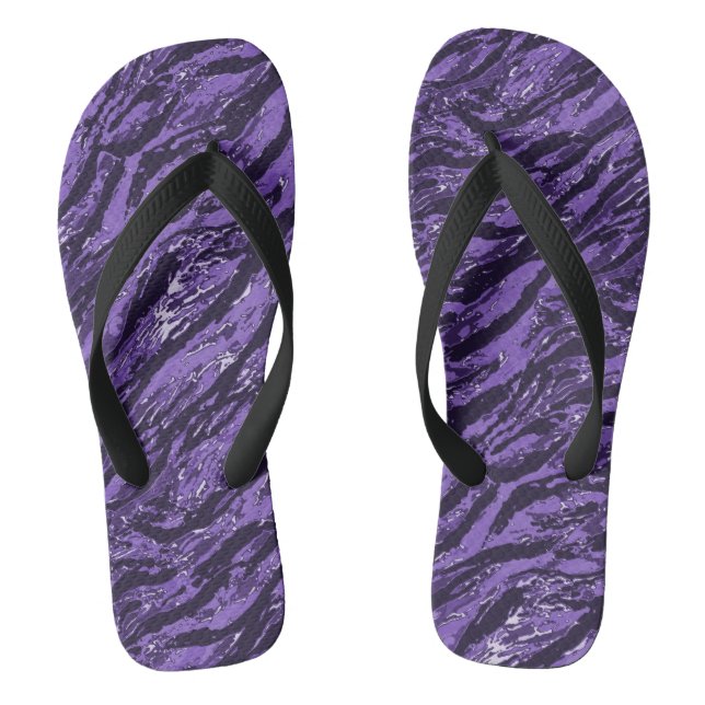 Purple Striped Camo Flip Flops (Footbed)