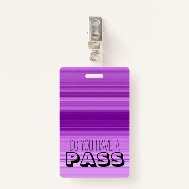 Purple Striped Graphic School Hall Pass Badge (Front with Clip)