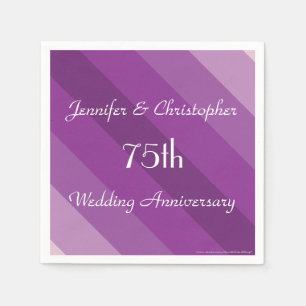 Purple Striped Napkins, 75th Wedding Anniversary Napkin