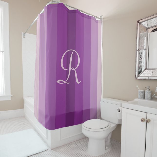 Purple Striped Pale Purple Monogram Monogrammed (In Situ)