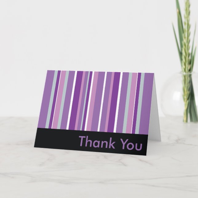 Purple Striped Thank You Card (Front)