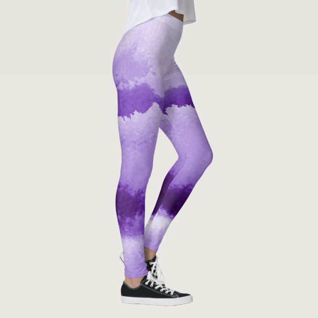 Purple Striped Watercolor Leggings (Right)