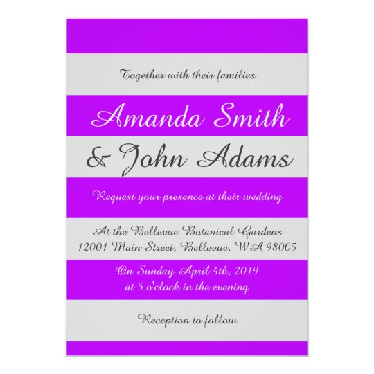 Purple Striped Wedding Invitation