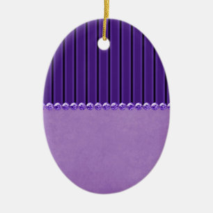 Purple Stripes and Beads Egg Ceramic Ornament