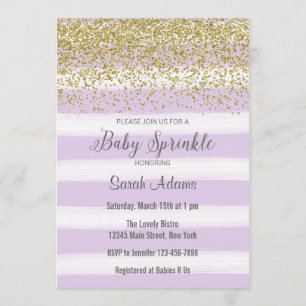 Purple Stripes Aquarelle Baby Sprinkle Invitation