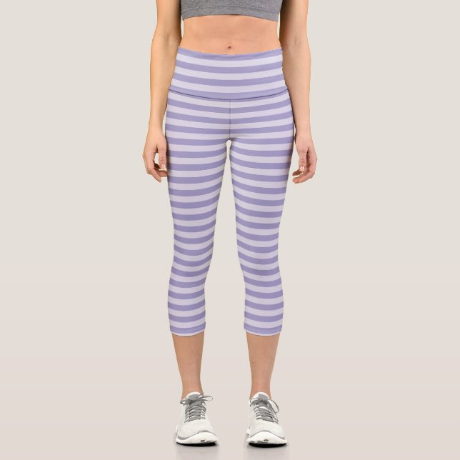 Purple Stripes Capri Leggings (Front)