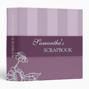 Purple Stripes Custom Name Scrapbook Binder