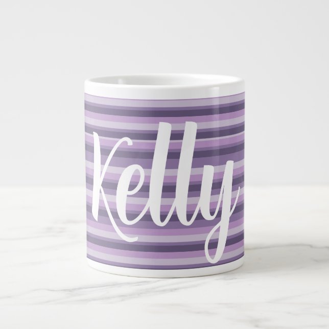Purple stripes large coffee mug (Front)
