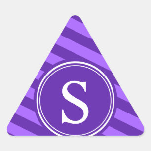 Purple Stripes Monogram Triangle Sticker