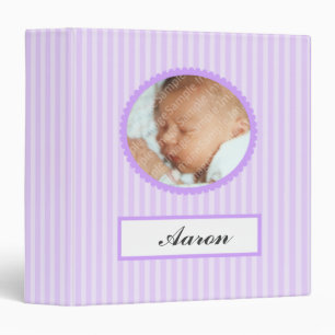 Purple Stripes New Baby Book Binder