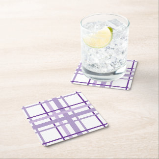 Purple Stripes Pattern  Square Paper Coaster