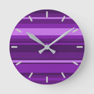 Purple stripes round clock