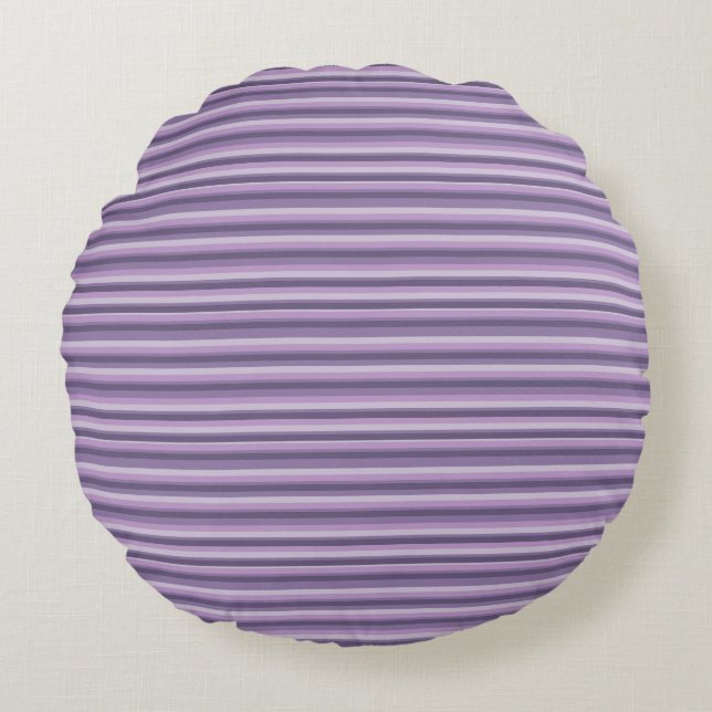Purple stripes round pillow (Front)
