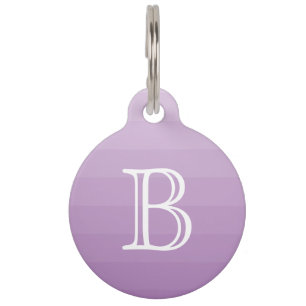 Purple Stripes Shades Monogram Initial Simple Pet Tag