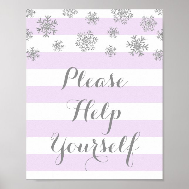 Purple Stripes Silver Snow Please Help Yourself Poster (Front)