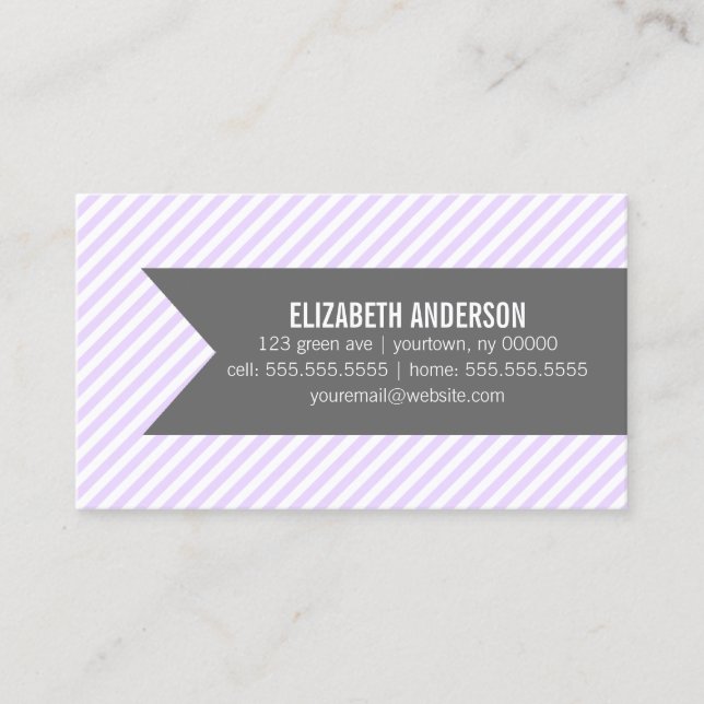 Purple Stripes Social Calling Cards (Front)