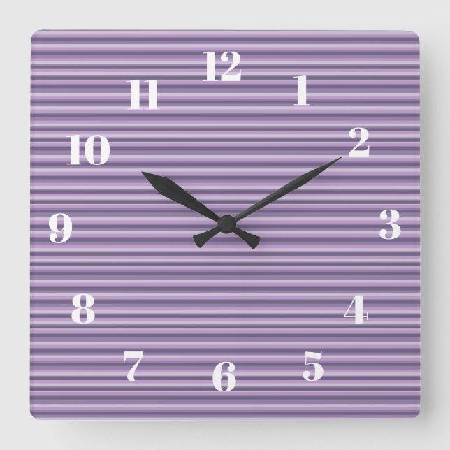 Purple stripes square wall clock (Front)