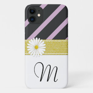 Purple Stripes, Striped Pattern, Lines, Monogram iPhone 11 Case