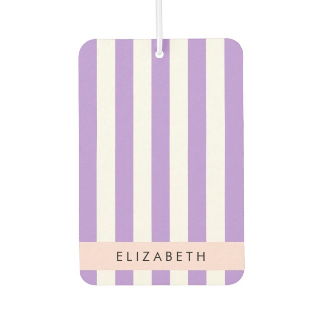 Purple Stripes, Striped Pattern, Lines, Your Name Air Freshener (Front)