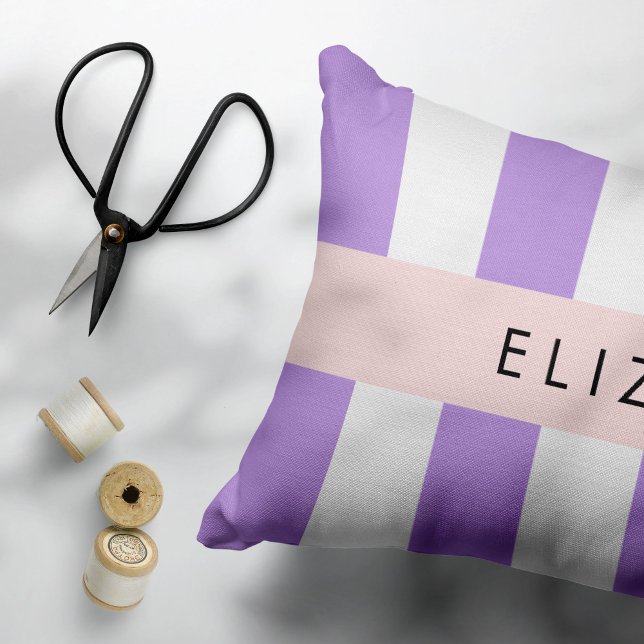 Purple Stripes, Striped Pattern, Lines, Your Name Pillowcase (Creator Uploaded)