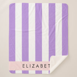Purple Stripes, Striped Pattern, Lines, Your Name Sherpa Blanket