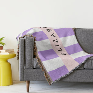 Purple Stripes, Striped Pattern, Lines, Your Name Throw Blanket