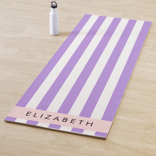 Purple Stripes, Striped Pattern, Lines, Your Name Yoga Mat