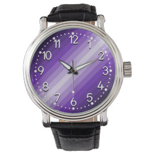 Purple Stripes Watch w Vintage Leather Strap