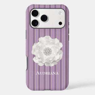 Purple Stripes White Pearls Flower  