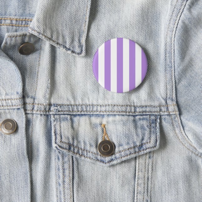 Purple Stripes, White Stripes, Striped Pattern 2 Inch Round Button (In Situ)