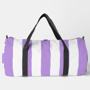Purple Stripes, White Stripes, Striped Pattern Duffle Bag