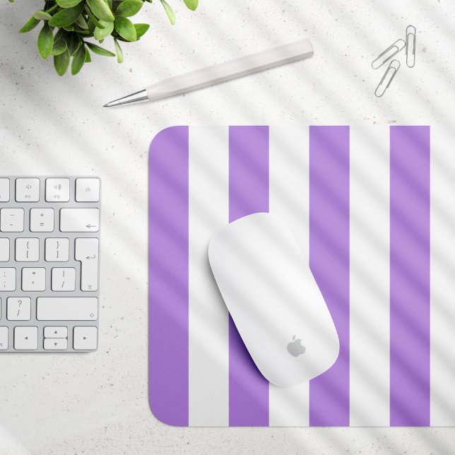 Purple Stripes, White Stripes, Striped Pattern Mouse Pad (Creator Uploaded)