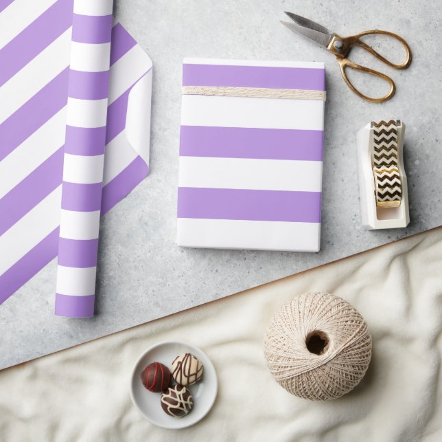 Purple Stripes, White Stripes, Striped Pattern Wrapping Paper (Crafts)