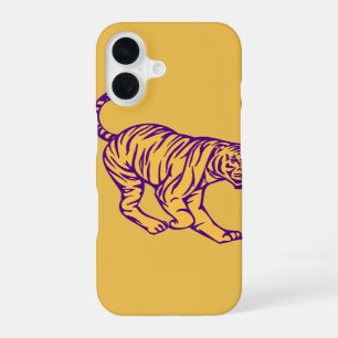 Purple Stripes Wild Cat Tiger Illustration iPhone 16 Case