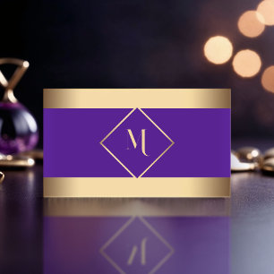 Purple Stylish Gold Frame Modern Business Card