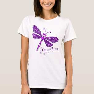Purple stylized dragonfly fly with me t-shirt