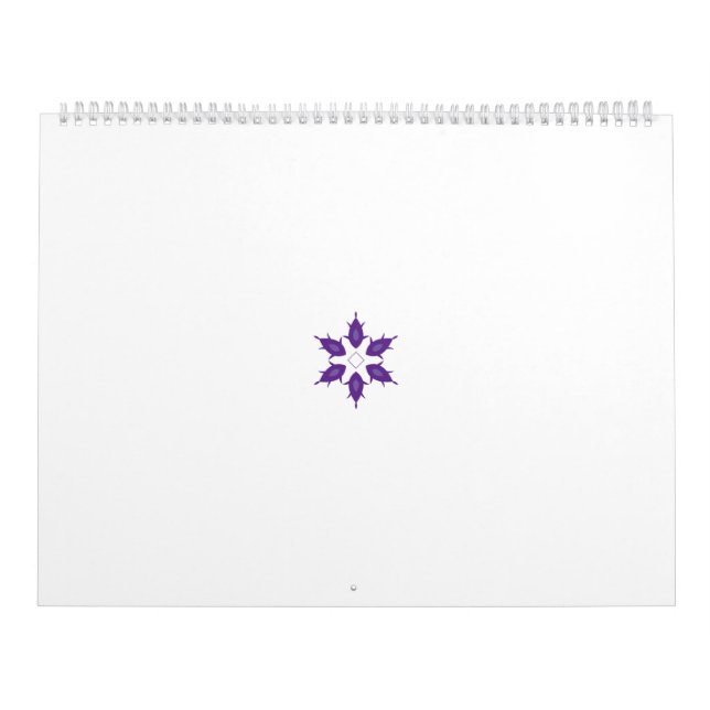 Purple, stylized floral mandala design on a dark b calendar (Cover)