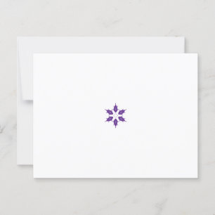 Purple, stylized floral mandala design on a dark b postcard