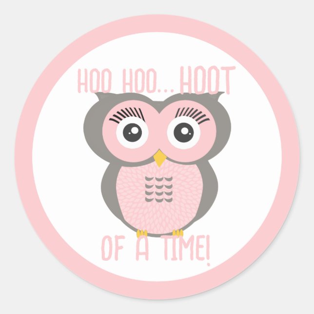 Purple Stylized Geometric Owl Classic Round Sticker (Front)