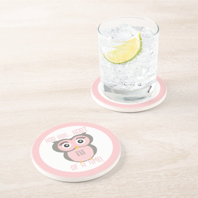 Purple Stylized Geometric Owl Family Coaster (Side)