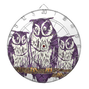 Purple Stylized Geometric Owl Family Dartboard