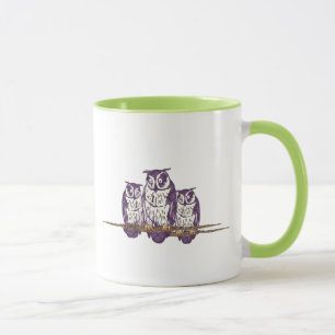 Purple Stylized Geometric Owl Family Mug