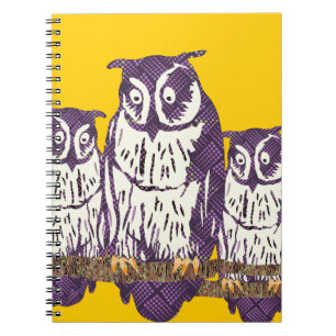 Purple Stylized Geometric Owl Family Notebook
