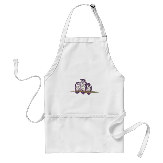 Purple Stylized Geometric Owl Family Standard Apron (Front)