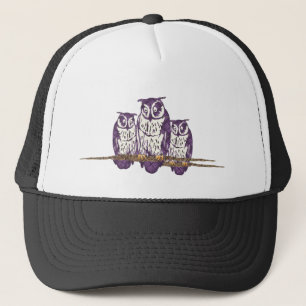 Purple Stylized Geometric Owl Family Trucker Hat