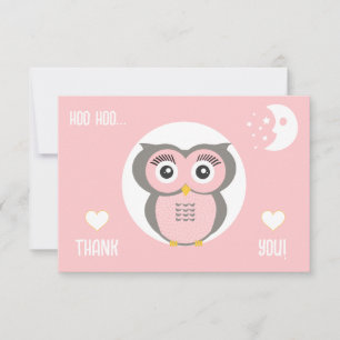 Purple Stylized Geometric Owl Thank You Card