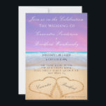 Purple Subset Beach Wedding 2 Hearts Sand Invitation<br><div class="desc">Purple Subset Beach Wedding 2 Hearts in the Sand wedding invitation.  Beach wedding products are available on a large array of products for the perfect custom beach wedding.</div>