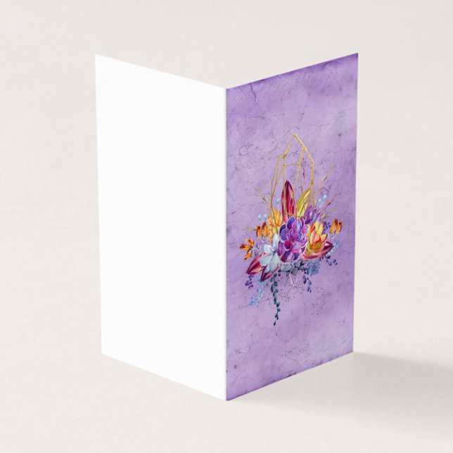 Purple Succulent Bouquet Botanical Greeting Card (Outside)