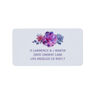 Purple Succulent Floral Watercolor Label