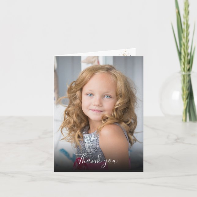 Purple succulents First Communion Photo Thank you  Invitation (Front)